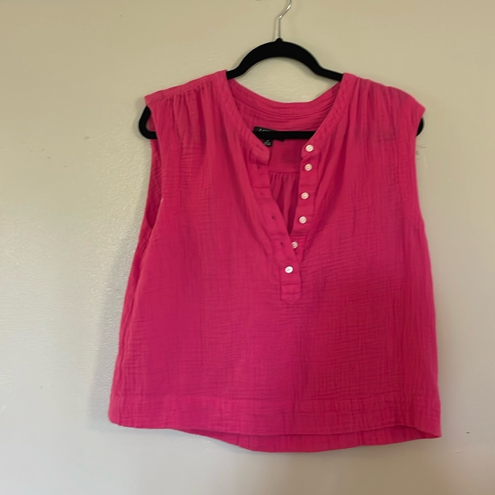 J.Crew cotton gauze Henley tank
